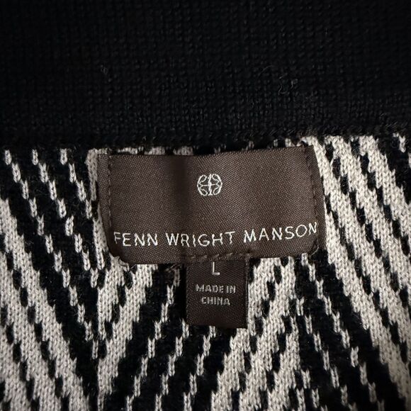 Fenn Wright Manson Women's Large Black & White Chevron Knit Pull-On Skirt - Picture 3 of 5